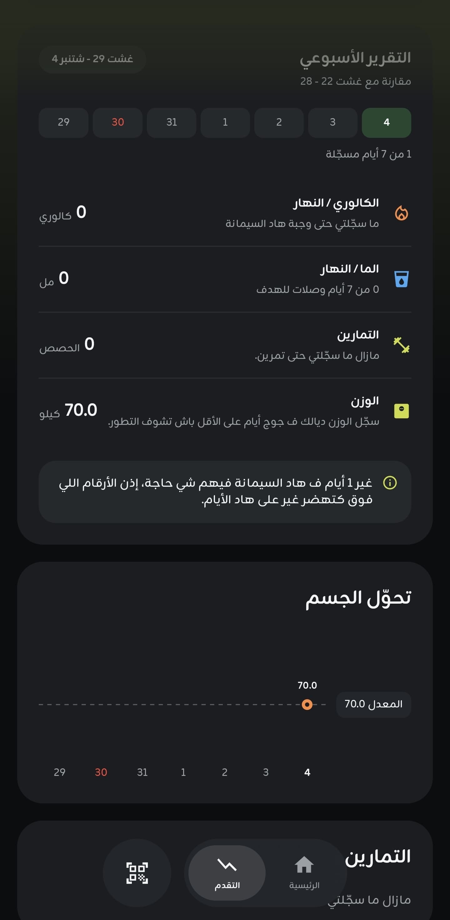 MaklaFit meal logging screen